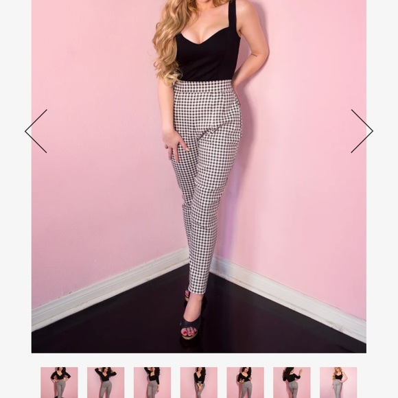 Vixen by Micheline Pitt. Gingham cigarette pants, XL and NWT. - Picture 3 of 4